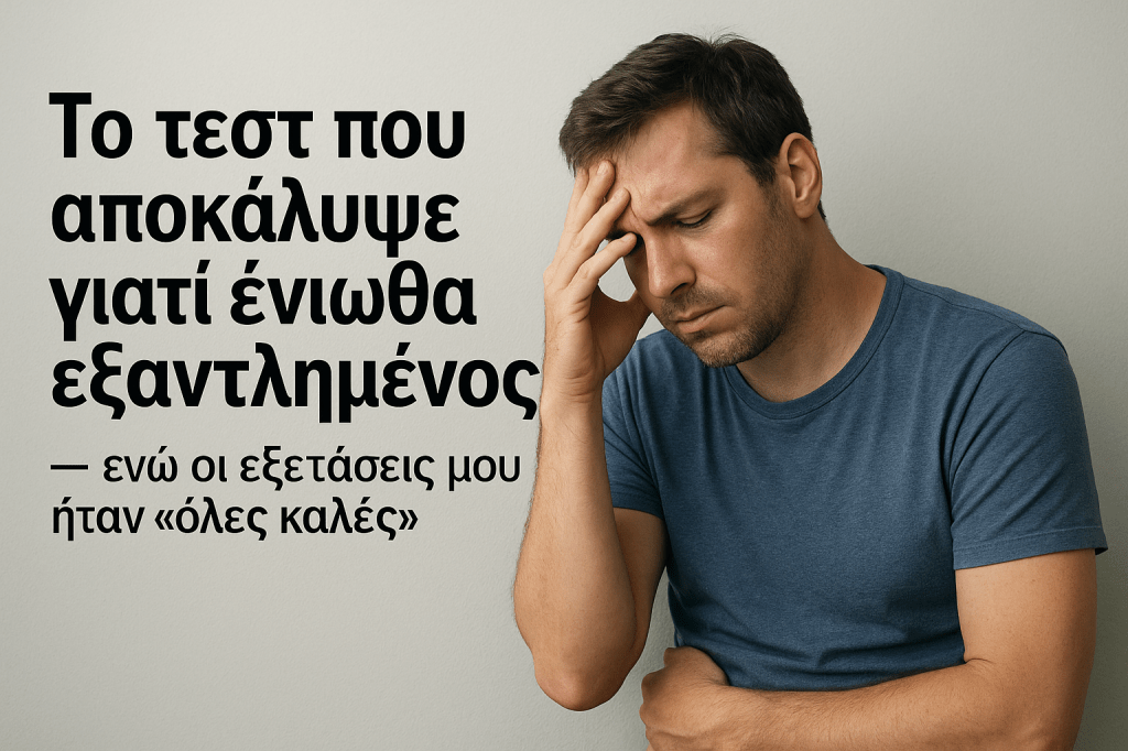 🩸 Το τεστ που αποκάλυψε γιατί ένιωθα εξαντλημένος — ενώ οι εξετάσεις μου ήταν «όλες&nbsp;καλές»